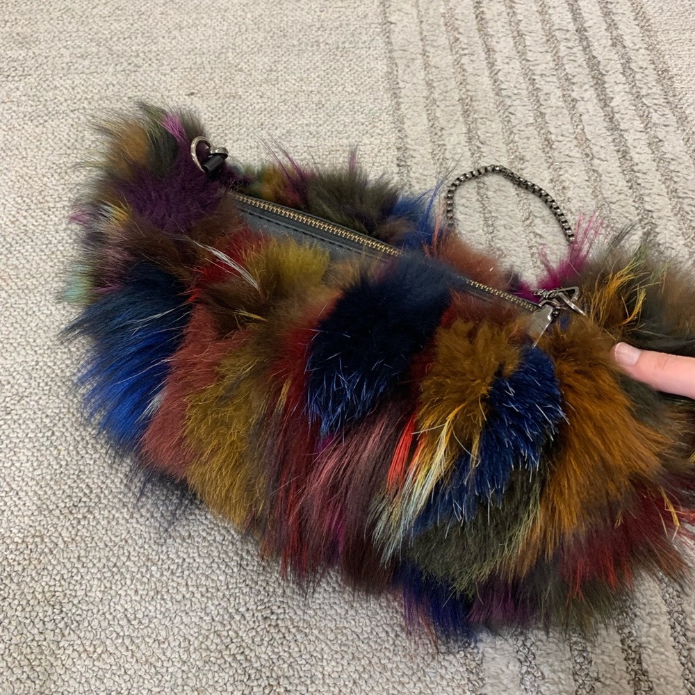Women’s furry handbag and muff